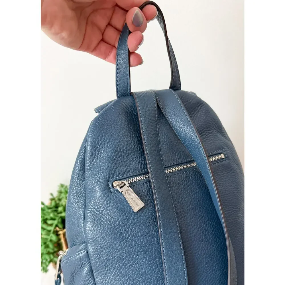 Rebecca Minkoff Julian Backpack Purse in Blue Pebbled Leather - Picture 11 of 12